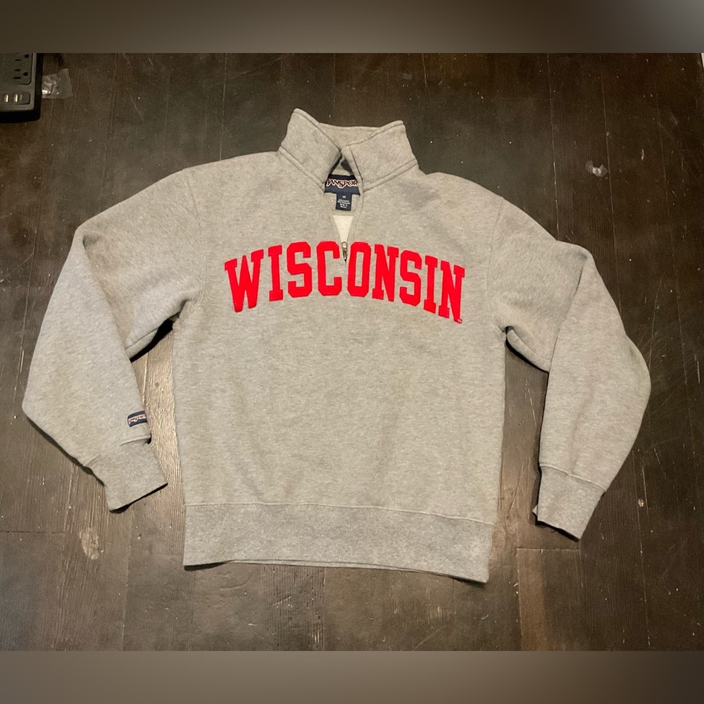 Gray Wisconsin Quarter Zip Sweatshirt